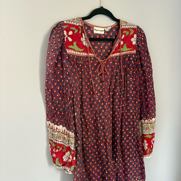 SOLD Vintage 60s 70s Indian Cotton Gauze Dress / Vintage Bohemian Gauze Dress - Picture 2 of 10